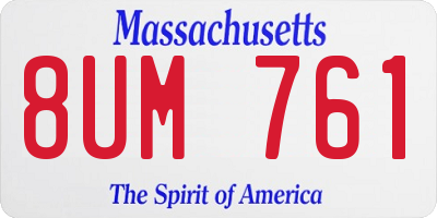 MA license plate 8UM761