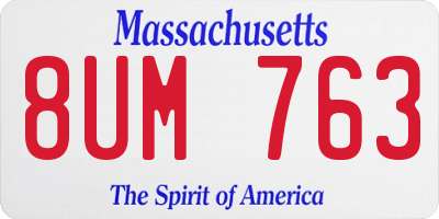 MA license plate 8UM763