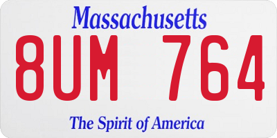 MA license plate 8UM764