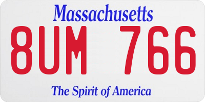 MA license plate 8UM766