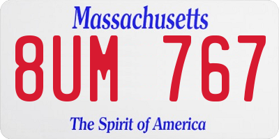 MA license plate 8UM767