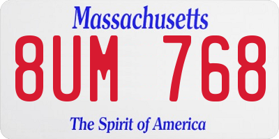 MA license plate 8UM768