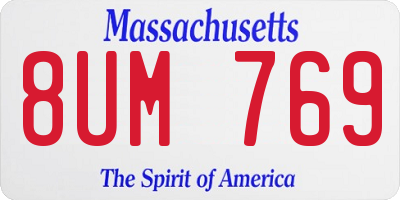 MA license plate 8UM769