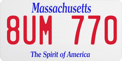MA license plate 8UM770