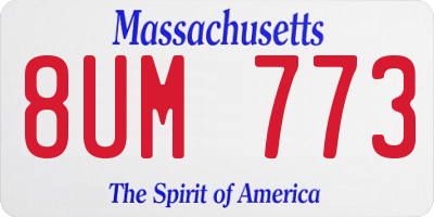 MA license plate 8UM773