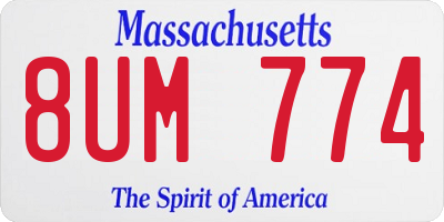 MA license plate 8UM774