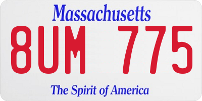 MA license plate 8UM775