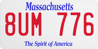 MA license plate 8UM776