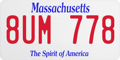 MA license plate 8UM778