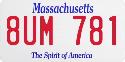 MA license plate 8UM781