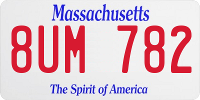MA license plate 8UM782