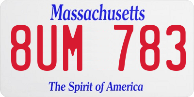 MA license plate 8UM783
