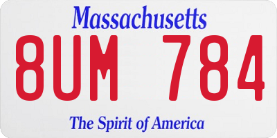 MA license plate 8UM784