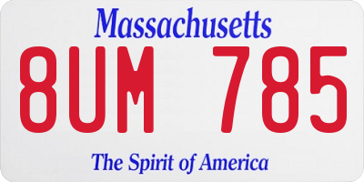 MA license plate 8UM785