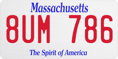 MA license plate 8UM786