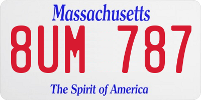 MA license plate 8UM787