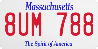MA license plate 8UM788