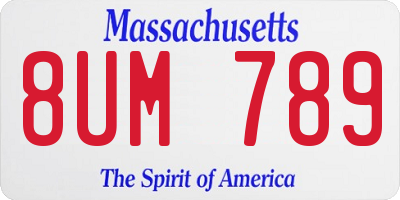 MA license plate 8UM789