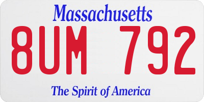 MA license plate 8UM792