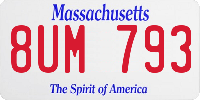 MA license plate 8UM793