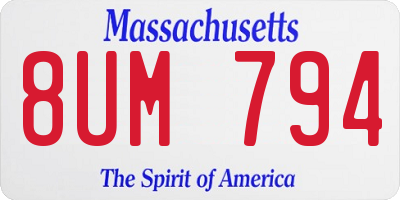 MA license plate 8UM794