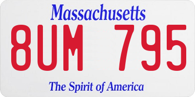 MA license plate 8UM795