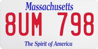 MA license plate 8UM798