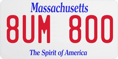 MA license plate 8UM800