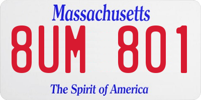 MA license plate 8UM801
