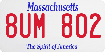 MA license plate 8UM802