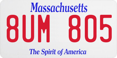 MA license plate 8UM805