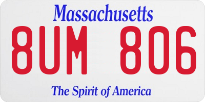 MA license plate 8UM806