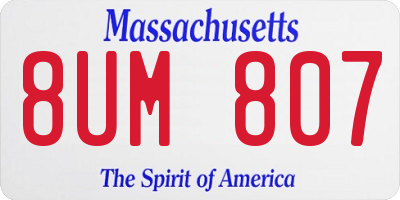 MA license plate 8UM807