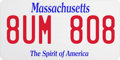 MA license plate 8UM808