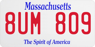 MA license plate 8UM809