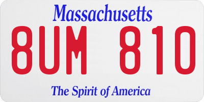 MA license plate 8UM810