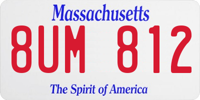 MA license plate 8UM812