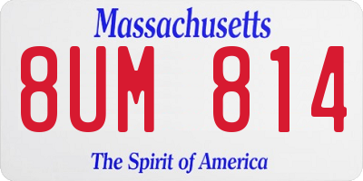 MA license plate 8UM814