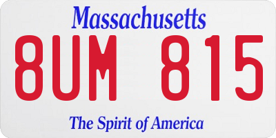 MA license plate 8UM815