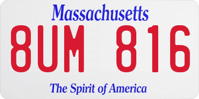 MA license plate 8UM816
