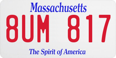MA license plate 8UM817