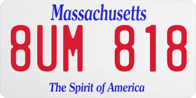 MA license plate 8UM818