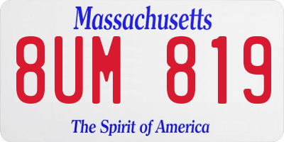 MA license plate 8UM819