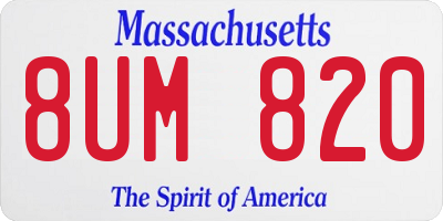 MA license plate 8UM820