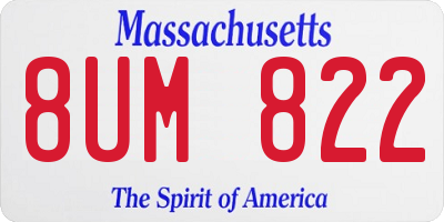 MA license plate 8UM822