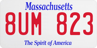MA license plate 8UM823