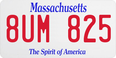 MA license plate 8UM825