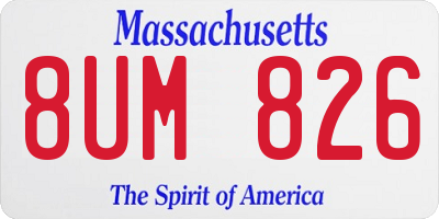 MA license plate 8UM826