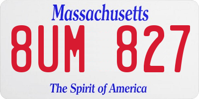 MA license plate 8UM827