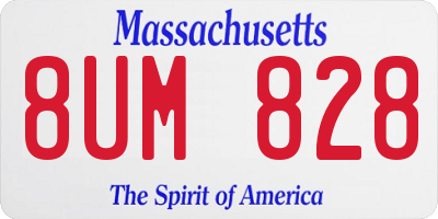 MA license plate 8UM828
